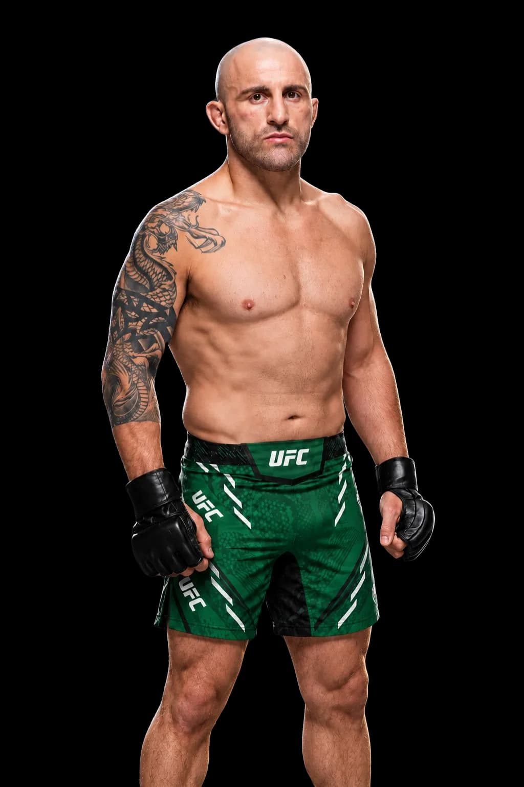 Alexander Volkanovski sobre un fondo neutro